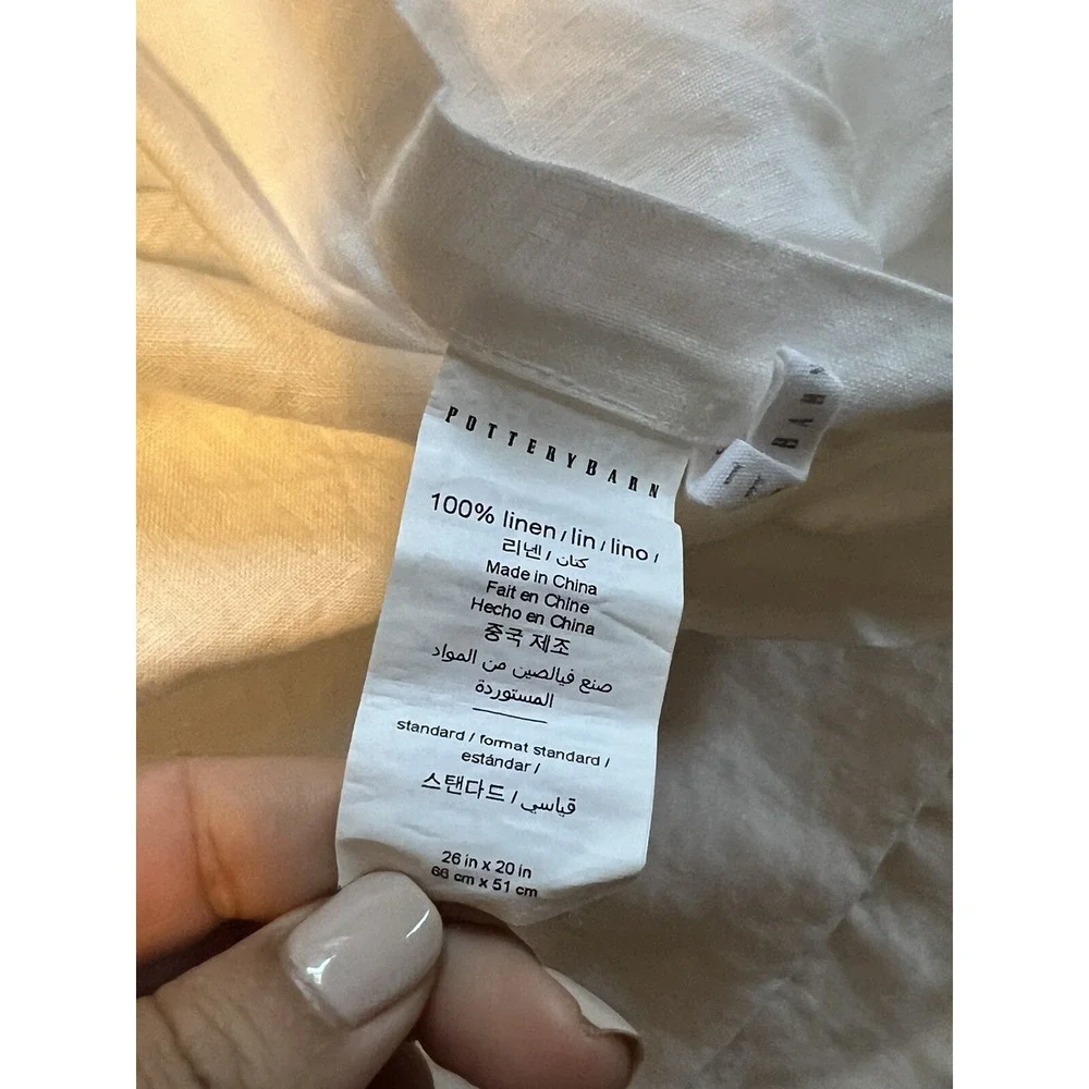 pottery barn pillow cover Sham Size 26X20 100% Linen White set Of 2